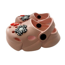 Super Cool papuci fete tip saboti 20-25 Light Pink cu caprioara si floare