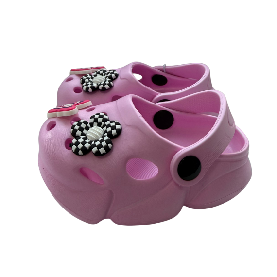 Super Cool papuci fete tip saboti 20-25 Pink cu fluturas si floare Imagine secundară a produsului