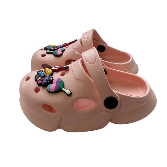 Super Cool papuci fete tip saboti 24-29 Pink cu inimioar, ciuperca, chitara