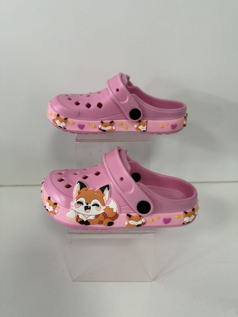 Super Cool papuci fete tip saboti 30-35, Pink cu vulpe