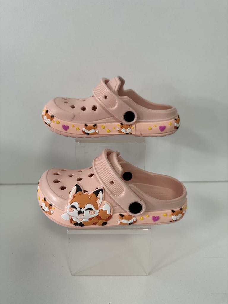 Super Cool papuci fete tip saboti 30-35, Gold Pink cu vulpe