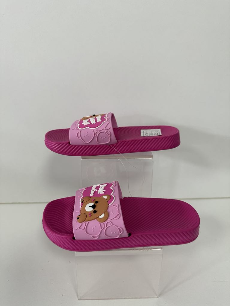 Super Cool papuci fetite 24-35, Meat Meal&Bright Pink cu ursulet Imagine principală a produsului