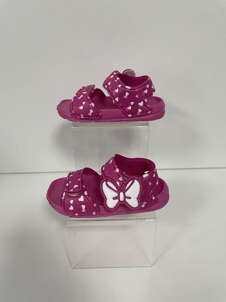 Super Cool sandale fete din cauciuc 18-23 Fuchsia cu fundita si inimioare Imagine principală a produsului