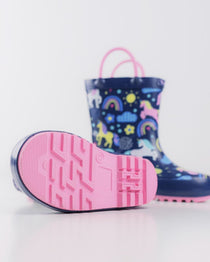 Wink cizme fete de cauciuc 22-27 Navy&Pink Rainbow 