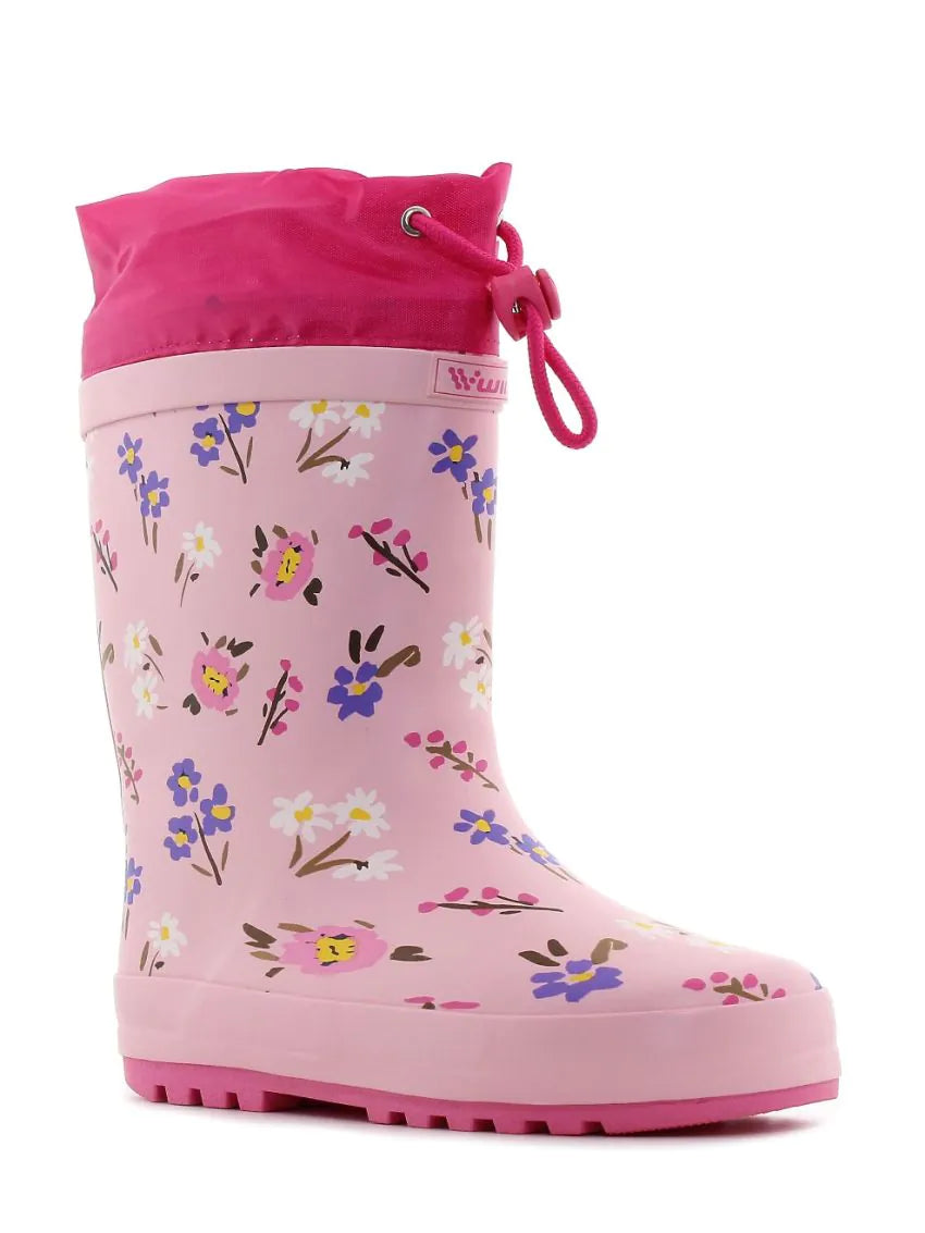 Wink cizme fete de cauciuc imblanite 24-29 Flores Pink