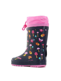 Wink cizme fete de cauciuc imblanite 30-35 Navy cu ciuperci