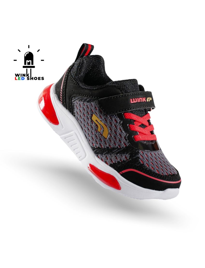 Wink pantofi baieti sport cu LED 23-35, Black&Red
