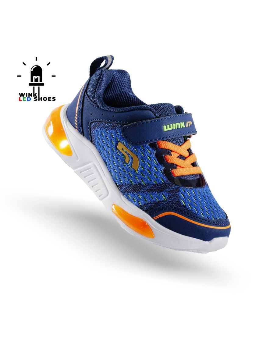 Wink pantofi baieti sport cu LED 23-35, Navy&Orange