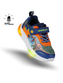 Wink pantofi baieti sport cu LED 24-35, Navy Dino