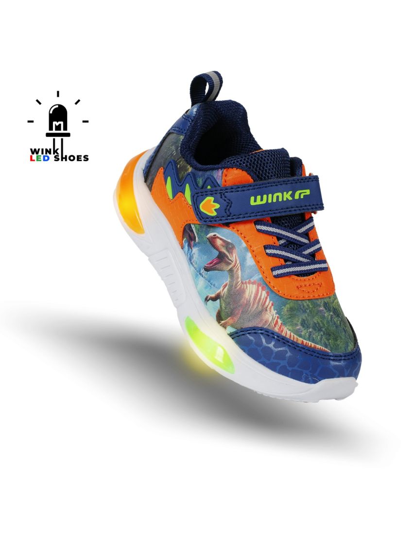 Wink pantofi baieti sport cu LED 24-35, Navy Dino
