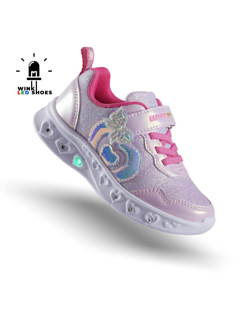 Wink pantofi fete sport cu LED 23-35, Pink sidefat Imagine principală a produsului