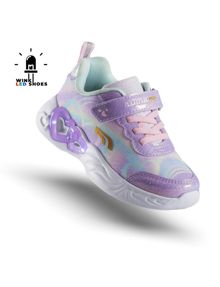 Wink pantofi fete sport cu LED 23-35, Purple inimioare