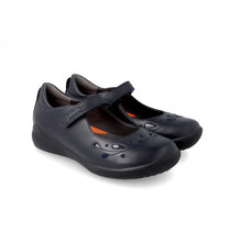 Biomecanics pantofi fete Back To School 26-38 Napa Azul Marino cu perforatii florale