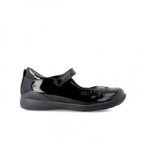 Biomecanics pantofi fete Back To School 24-28 Charol Negro lacuit cu perforatii florale