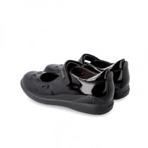 Biomecanics pantofi fete Back To School 24-28 Charol Negro lacuit cu perforatii florale