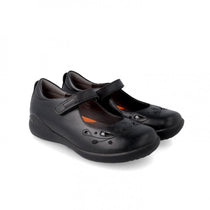 Biomecanics pantofi fete Back To School 26-37 Napa Negro cu perforatii florale